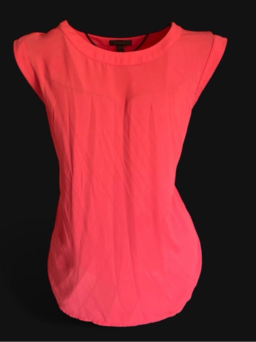 J. Crew Neon Coral Cap-Sleeve Crewneck Top